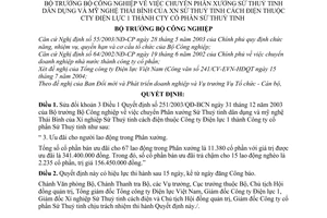 Quyết định 64/2004/QĐ-BCN chuyển Phân xưởng Sứ Thuỷ tinh dân dụng và mỹ nghệ Thái Bình thành công ty cổ phần sửa đổi 251/2003/QĐ-BCN