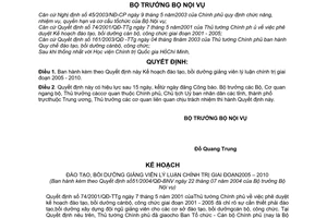 Quyết định 51/2004/QĐ-BNV Kế hoạch đào tạo, bồi dưỡng giảng viên lý luận chính trị 2005-2010