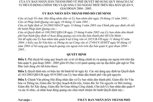 Quyết định 183/2004/QĐ-UB  bổ sung quy hoạch vị trí cổ động chính trị quảng cáo ngoài trời quận 9,2004 -2005
