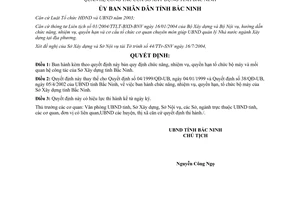 Quyết định 125/2004/QĐ-UB nhiệm vụ quyền hạn tổ chức bộ máy mối quan hệ công tác Sở Xây dựng Bắc Ninh