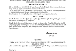Quyết định 52/2004/QĐ-BNV Quy chế thẩm định chương trình, giáo trình, tài liệu đào tạo, bồi dưỡng cán bộ công chức
