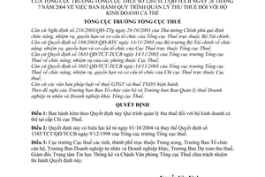 Quyết định 1201/TCT/QĐ/TCCB Quy trình quản lý thu thuế  hộ kinh doanh cá thể
