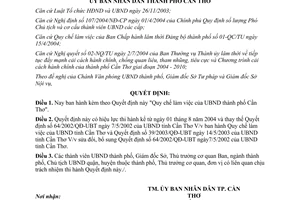 Quyết định 258/2004/QĐ-UBND quy chế làm việc Ủy ban nhân dân Cần Thơ
