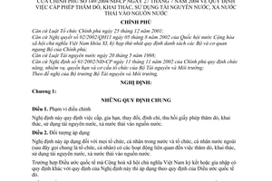 Nghị định 149/2004/NĐ-CP cấp phép thăm dò, khai thác, sử dụng tài nguyên nước, xả nước thải vào nguồn nước