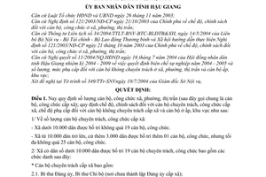 Quyết định 134/2004/QĐ-UB  số lượng và chế độ, chính sách cán bộ, công chức ở xã, phường, thị trấn