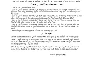 Quyết định 1209TCT/QĐ/TCCB Quy trình quản lý thu thuế  doanh nghiệp