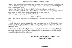 Quyết định 968/QĐ-NHNN mức lãi suất cơ bản bằng Đồng Việt Nam