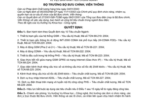 Quyết định 33/2004/QĐ-BBCVT 10 tiêu chuẩn Ngành