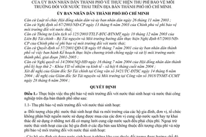 Quyết định 190/2004/QĐ-UB thu phí bảo vệ môi trường nước thải thành phố Hồ Chí Minh