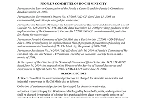 Decision No. 190/2004/QD-UB collecting environmental protection fee for wastewater Ho Chi Minh