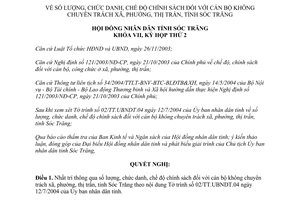 Nghị quyết số 13/2004/NQ.HĐNDT.7 số lượng chức danh cán bộ không chuyên trách Sóc Trăng