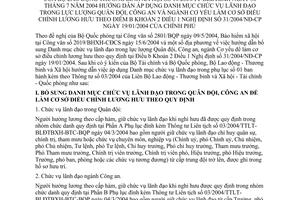 Thông tư 11/2004/TT-BLĐTBXH hướng dẫn áp dụng danh mục chức vụ lãnh đạo lực lượng QĐ CA ngành cơ yếu cơ sở điều chỉnh lương hưu theo NĐ 31/2004/NĐ-CP