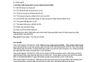 Tiêu chuẩn ngành TCN 68-227:2004 về dịch vụ truy nhập Internet ADSL - Tiêu chuẩn chất lượng do Bộ Bưu chính Viễn thông ban hành