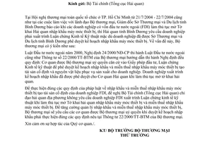 Công văn  3805/TM-KHĐT  thủ tục nhập khẩu và miễn thuế nhập khẩu máy móc thiết bị của doanh nghiệp FDI