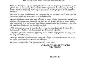 Công văn  4312/TM-XNK  bảo đảm nguồn xăng dầu nhập khẩu