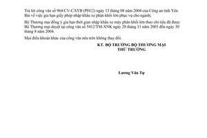 Công văn 4402/TM-XNK gia hạn giấy phép nhập khẩu