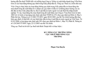 Công văn  2633 TCT/ĐTNN  thuế TNDN hoạt động kinh doanh không có trong GPĐT