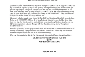 Công văn 3898/TCHQ-KTTT đối tượng áp dụng TT 118/2003/TT-BTC