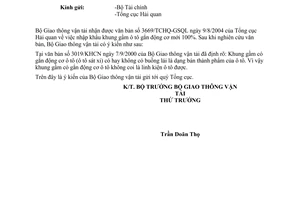 Công văn  4346/GTVT-KHCN  nhập khẩu khung gầm ô tô có gắn động cơ mới 100%