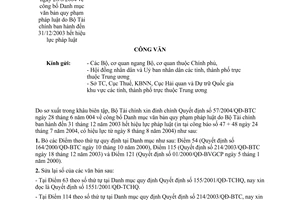 Công văn  9367/TC/PC  đính chính QĐ 57/2004/QĐ-BTC