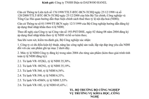 Công văn 4395/CV-KHCN xác nhận điều kiện kỹ thuật, năng lực công nghệ sản xuất và tỷ lệ nội địa hoá