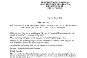 Bản ghi nhớ hợp tác trong giáo dục giữa Việt Nam Ma-lai-xi-a 2004