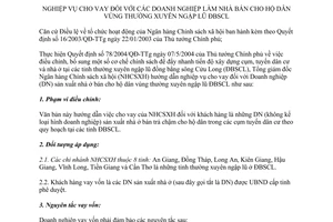 Hướng dẫn 1414/NHCS-KHNV 2004 nghiệp vụ cho vay doanh nghiệp làm nhà bán cho hộ dân vùng ngập lũ