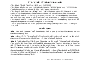 Quyết định 181/2004/QĐ-UBND quản lý hoạt động khoáng sản