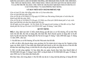 Quyết định 119/2004/QĐ-UB khung giá đất cơ sở bồi thường Nhà nước thu hồi đất,tiền sử dụng,thuê,thuế,chuyển quyền,lệ phí trước bạ bán chung cư
