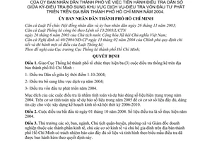 Quyết định 191/2004/QĐ-UB điều tra dân số giữa kỳ, bổ sung khu vực dịch vụ-điều tra vốn đầu tư phát triển thành phố 2004