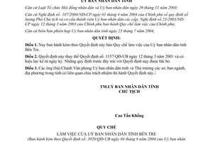 Quyết định 3020/2004/QĐ-UB Quy chế làm việc Uỷ ban nhân dân tỉnh Bến Tre