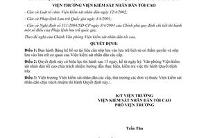 Quyết định 103/QĐ-VKSTC Bảng kê hồ sơ tài liệu cần nộp lưu vào lưu trữ