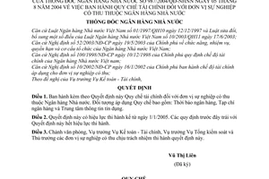 Quyết định 987/2004/QĐ-NHNN Quy chế tài chính đơn vị sự nghiệp có thu thuộc Ngân hàng Nhà nước