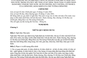 Nghị định 154/2004/NĐ-CP nghi thức Nhà nước trong tổ chức mít tinh lễ kỷ niệm trao tặng đón nhận danh hiệu vinh dự nhà nước Huân Huy chương bằng khen