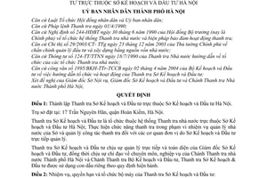 Quyết định 123/2004/QĐ-UB  thành lập Thanh tra sở Kế hoạch & Đầu tư thuộc Sở Kế hoạch Đầu tư Hà Nội