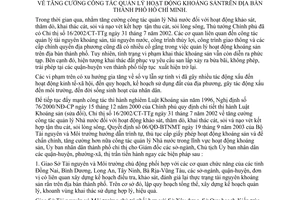 Chỉ thị 21/2004/CT-UB tăng cường công tác quản lý hoạt động khoáng sản địa bàn Hồ Chí Minh