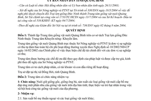 Quyết định 37/2004/QĐ-UB thành lập Trung tâm giống vật nuôi Quảng Bình