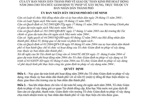 Quyết định 195/2004/QĐ-UB giao dự toán kinh phí hoạt động 2004 Tổ chức Giám định tư pháp xây dựng thuộc UBND thành phố