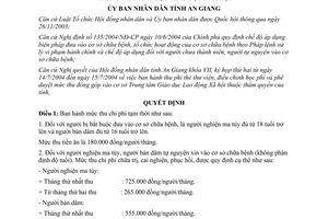 Quyết định 1527/2004/QĐ-UBmức đóng góp chi phí chữa trị cai nghiện