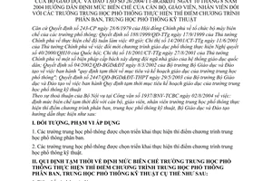 Thông tư 26/2004/TT-BGD&ĐT hướng dẫn định mức biên chế, cán bộ, giáo viên, nhân viên trường trung học thí điểm chương trình phân ban THPT kỹ thuật