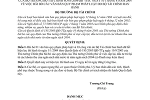 Quyết định 65/2004/QĐ-BTC bãi bỏ văn bản  pháp luật bộ Tài chính