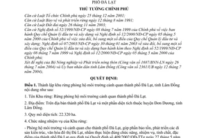 Quyết định 882/QĐ-TTg thành lập khu rừng phòng hộ môi trường cảnh quan thành phố Đà Lạt