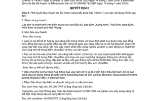 Quyết định 885/QĐ-TTg Quy hoạch chi tiết nhóm cảng biển phía Bắc