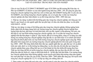 Hướng dẫn 7180/GDCN thực hiện Chỉ thị năm học 2004 - 2005 Bộ trưởng Bộ Giáo dục Đào tạo giáo dục trung học chuyên nghiệp
