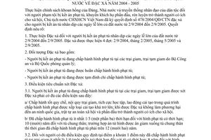 Chỉ thị 06/2004/CT-VKSTC-V4 thi hành quyết định số 478/QĐ/CTN về đặc xá