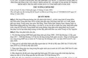 Quyết định 148/2004/QĐ-TTg  phương hướng chủ yếu phát triển kinh tế-xã hội vùng kinh tế trọng điểm miền Trung 2010-2020