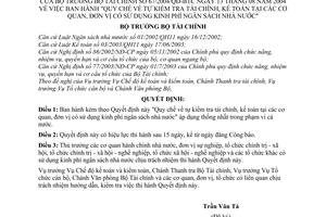Quyết định 67/2004/QĐ-BTC Quy chế tự kiểm tra tài chính, kế toán tại cơ quan, đơn vị có sử dụng kinh phí ngân sách nhà nước