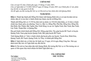 Nghị định 156/2004/NĐ-CP thành lập thành phố Đồng Hới thuộc tỉnh Quảng Bình