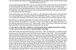 Chỉ thị 22/2004/CT-UB xây dựng kế hoạch phát triển kinh tế-xã hội dự toán ngân sách thành phố Hồ Chí Minh năm 2005