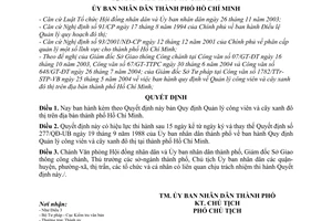 Quyết định 199/2004/QĐ-UBND Quản lý công viên và cây xanh đô thị